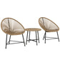 Outdoor Bistro Set, 3 Piece Wicker Patio Furniture Set with Acapulco Chairs and Glass-Top Table, Natural Wood