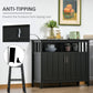 Sideboard Buffet Server Storage Cabinet Console Table with 2 Doors and Adjustable Shelves for Kitchen & Dining Room, Black
