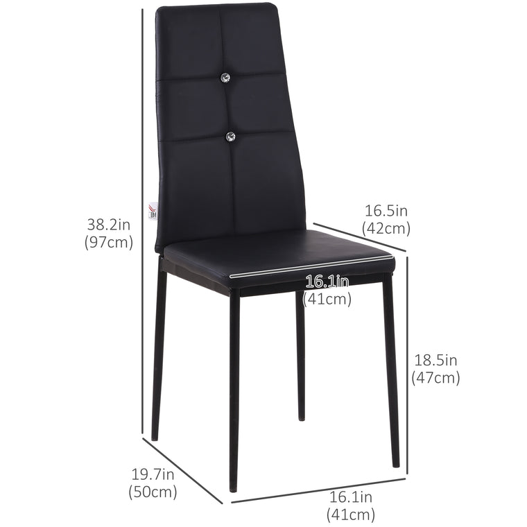 Set of 4 Tufted High-Back Dining Chairs