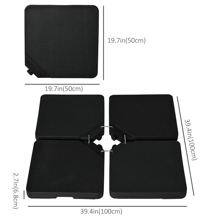Black Set of 4 Parasol Base Stand Weights, Sand or Water