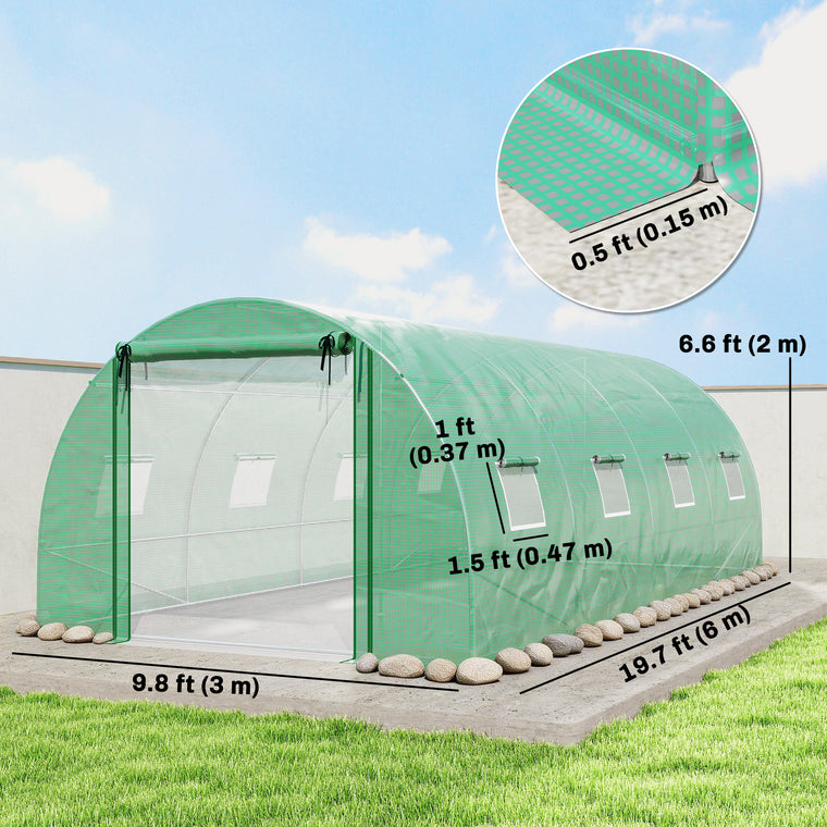 20' x 10' x 7' Walk-In Tunnel Greenhouse with PE Cover