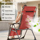 Zero Gravity Chair Set of 2, Folding Reclining Outdoor Lounge Chair with Cup Holder, Headrest, Wine Red