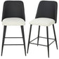 Bar Stools Set of 2, 26" Counter Height Bar Stools with PU Backrest, Linen-look Fabric Seat, Black