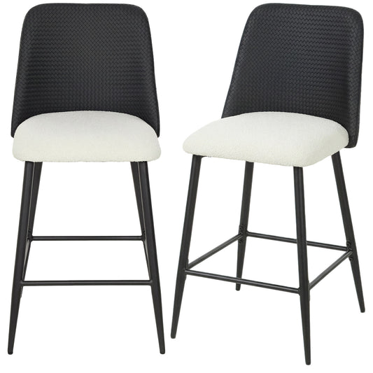 26" Counter Height Bar Stools Set of 2 with Backrest - Black