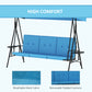 3-Seat Outdoor Porch Swing Patio Swing with Adjustable Canopy, Side Tray, Removable Cushion for Garden, Poolside, Grey