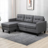 L-shaped Sofa, 3 Seater Couch with Ottoman, Corner Sofa with Thick Padded Cushion and Wood Legs, Dark Grey