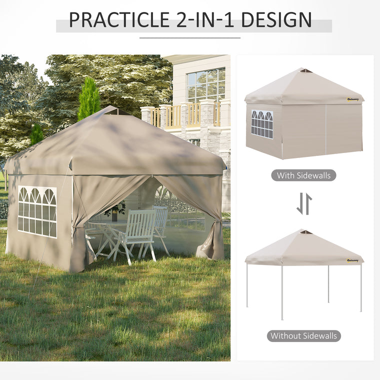 10' x 10' Beige Pop Up Sun Shelter with Wheeled Bag