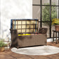 2-In-1 Outdoor Storage Bench, 29 Gallon Wicker Deck Box with Handles and Cushion, Navy Blue