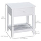Modern Style Nightstand, Small End Table with Drawer and Storage Shelf for Bedroom, Living Room, White