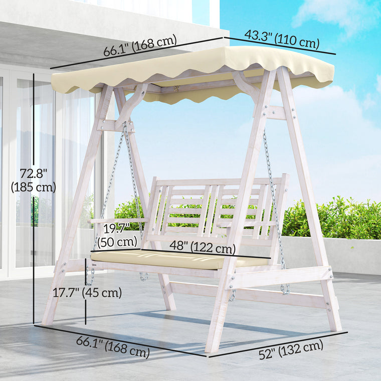 Wooden Swing Bench with Stand and Canopy