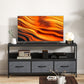 TV Stand with Charging Station, TV Table with 3 Foldable Linen Drawers and Open Shelf for 55 Inch Television, Black