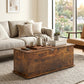 39.5" Storage Chest with 2 Safety Hinges, Storage Box Organizer with Flip-Top Lid, Entryway Storage Bench, Rustic Brown