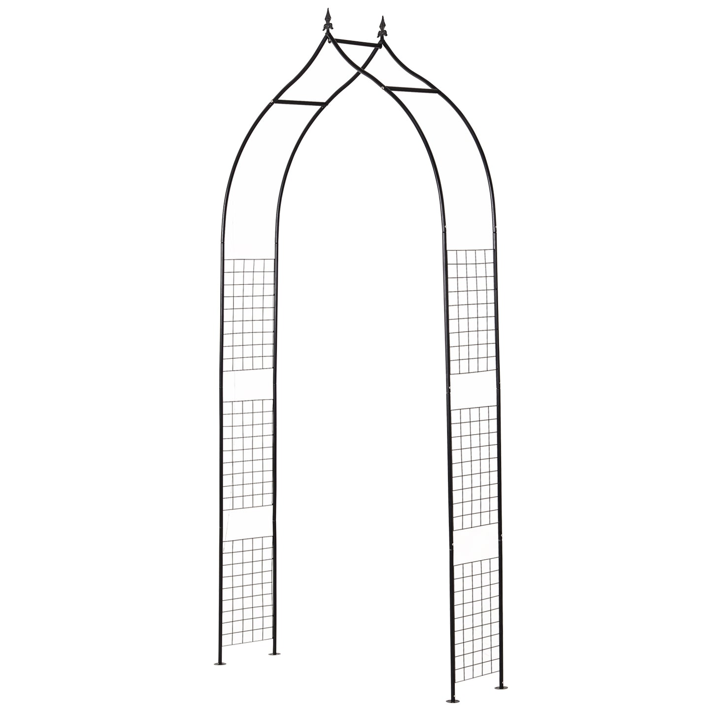 8FT Metal Garden Arch, Decorative Arbor Trellis for Climbing Plants, Wedding, Party, Event, Holiday, Black