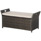 2-In-1 Outdoor PE Rattan Storage Bench, 29 Gallon Patio Wicker Furniture, Basket Box with Handles and Cushion Dark Grey