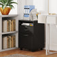 24" Small Filing Cabinet with Open Compartment, Drawer and Wheels, Home Office Storage Cabinet, Black