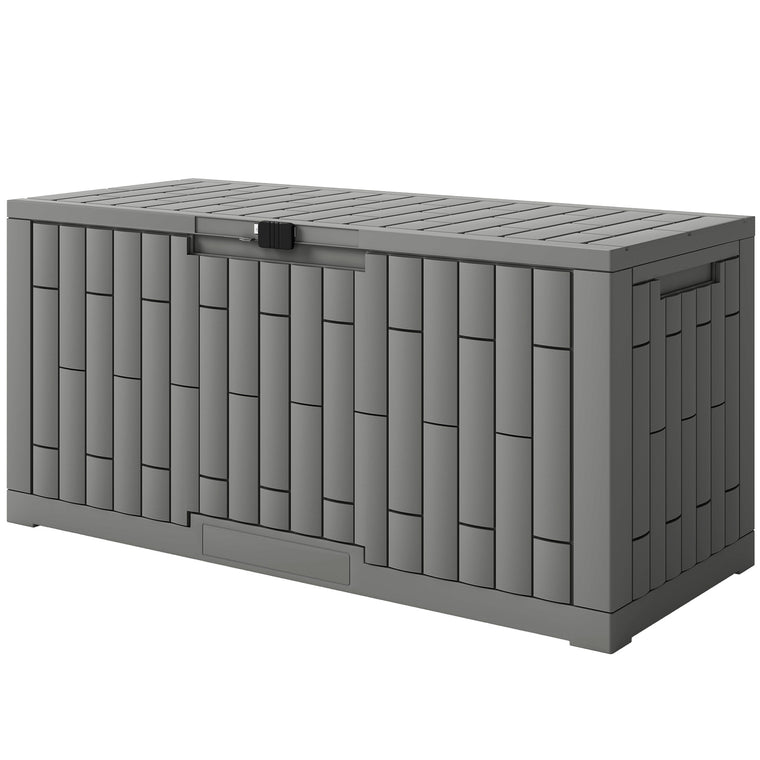 120-Gallon Lockable Resin Deck Box, UV Resistant