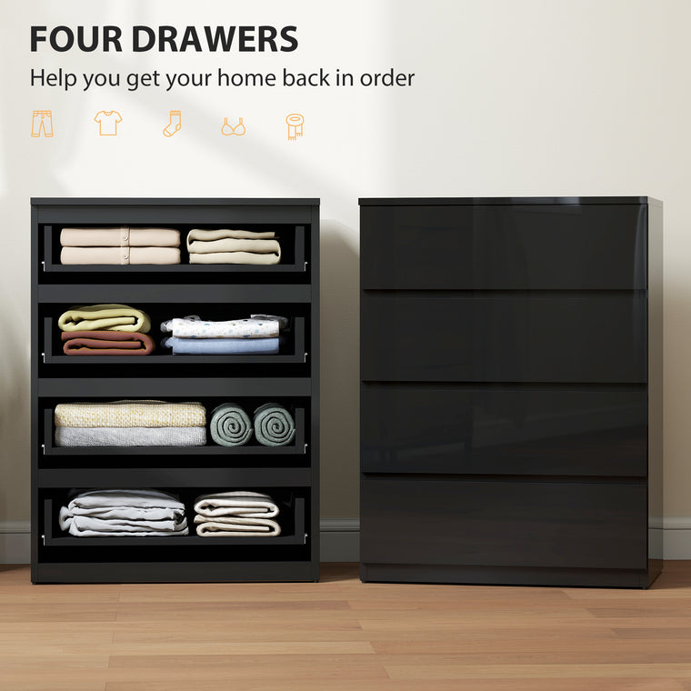 4-Drawer High-Gloss Chest of Drawers