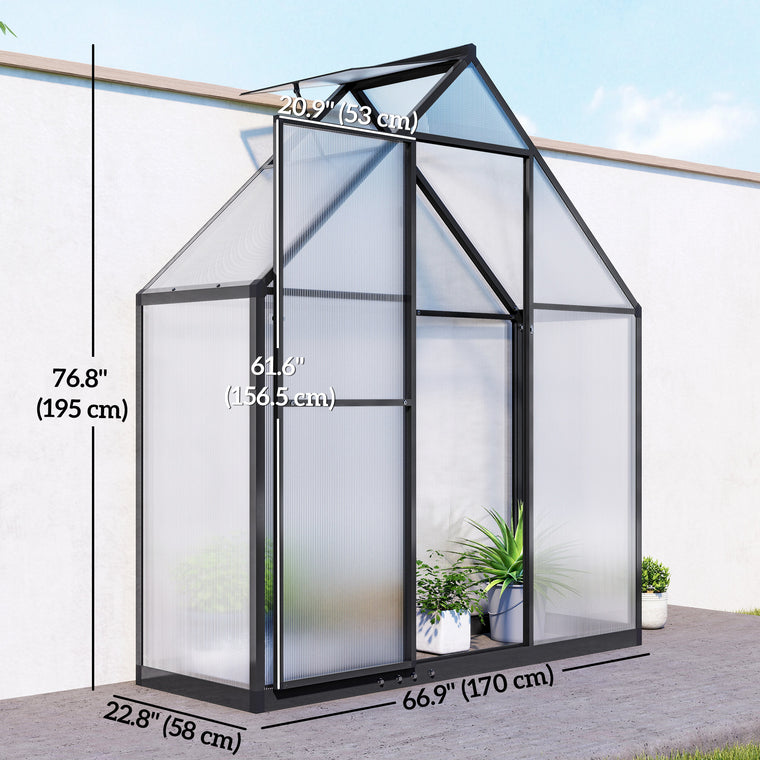 5.5' x 2' Polycarbonate Greenhouse with Swing Door and Window