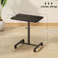 Height Adjustable Standing Desk, Pneumatic Sit Stand Desk with Wheels and Headphone Hook, Black Wood Grain