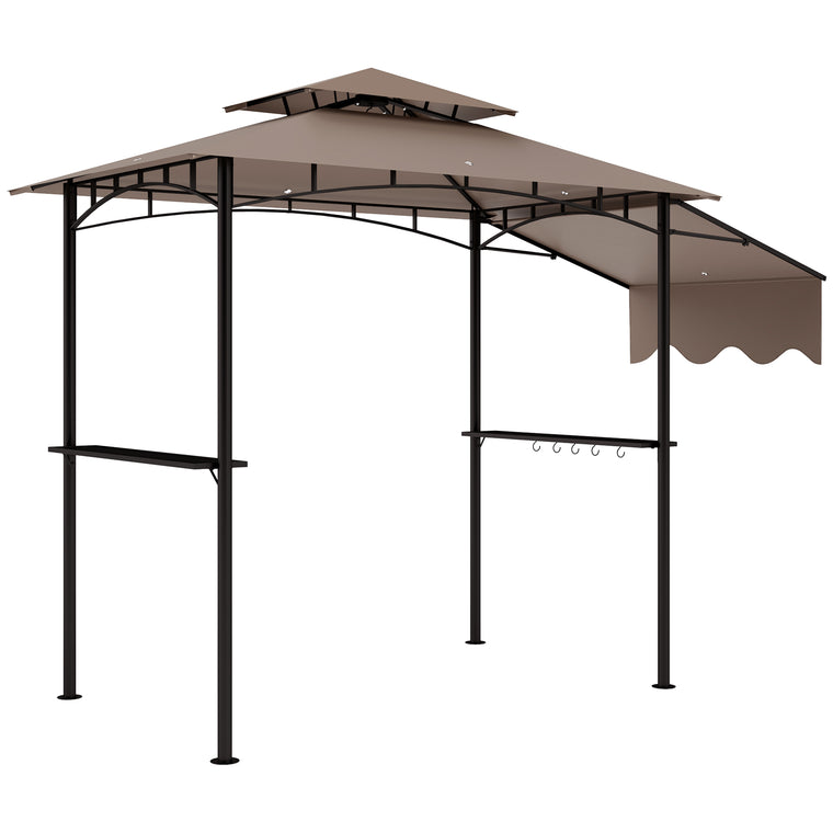 8' x 5' Khaki Grill Gazebo with Side Awning & Shelves