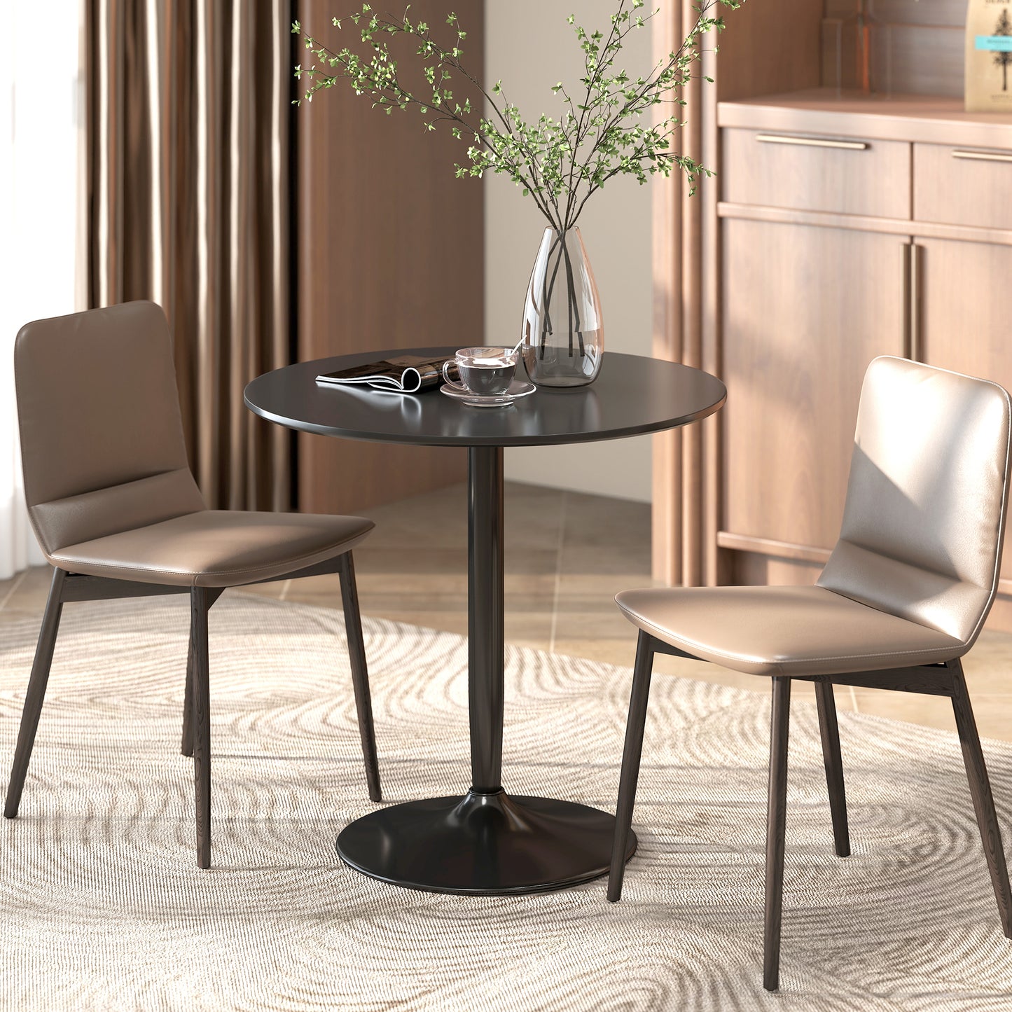 Round Dining Table for 2 with Steel Base