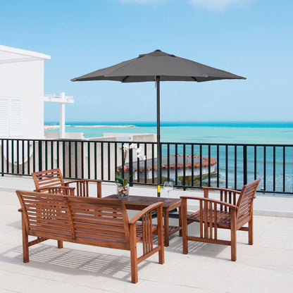 6.6FT Dark Grey Patio Umbrella with 6 Solid Ribs
