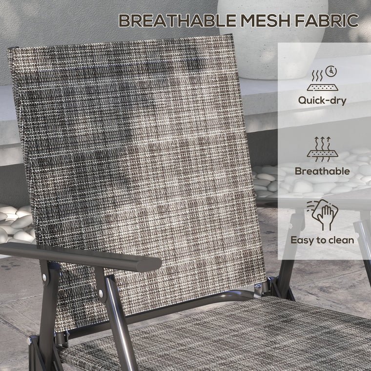 4-Piece Patio Set with Foldable Armchairs & Glass Table