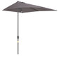 8ft Half Round Umbrella Outdoor Balcony Parasol Patio Garden Outdoor Window Sun Shade w/ 5 Ribs