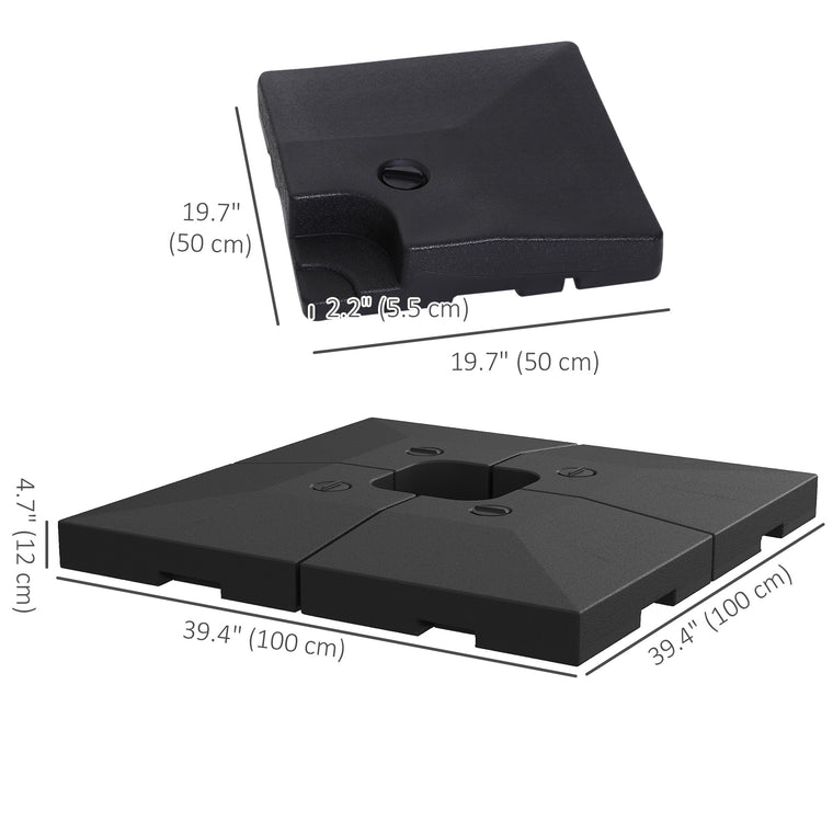 4-Piece Square Cantilever Umbrella Weighted Base Stand
