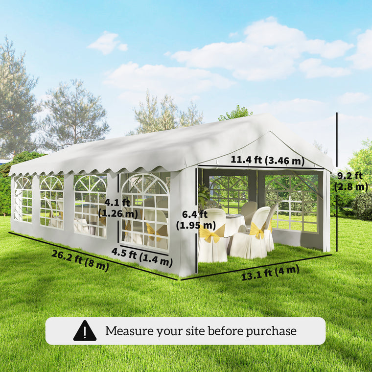 13' x 26' White Heavy Duty Party Tent Carport with Sidewalls