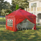 10' x 10' Pop Up Canopy Tent, Instant Sun Shelter, Tents for Parties, with Wheeled Carry Bag, for Outdoor, Garden, Patio, Red
