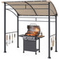 7' x 5' BBQ Grill Gazebo Tent, Garden Grill Canopy with Steel Frame and Hooks, Outdoor Sun Shade, Khaki