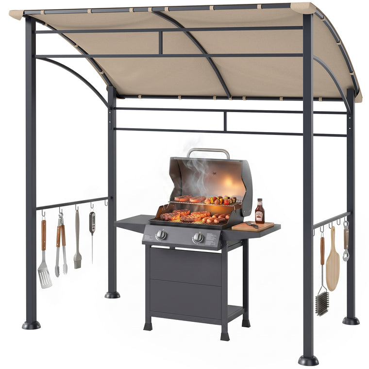 7' x 5' Khaki Grill Gazebo with Steel Frame & Hooks