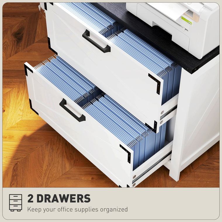 2-Drawer Farmhouse Filing Cabinet - White