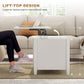Lift Top Coffee Table, Modern Center Table with Storage Shelves and Hidden Compartment for Living Room, 41" L, White