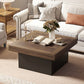 Square Coffee Table with 16-Colour LED Lights, 35-inch Modern Center Table for Living Room, Walnut