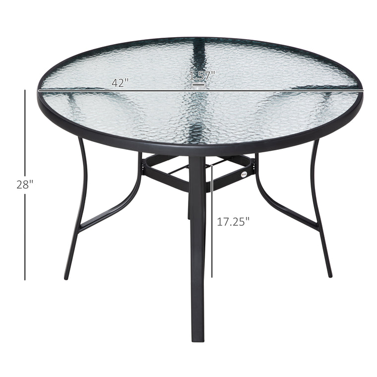 42" Round Steel Dining Table with Umbrella Hole
