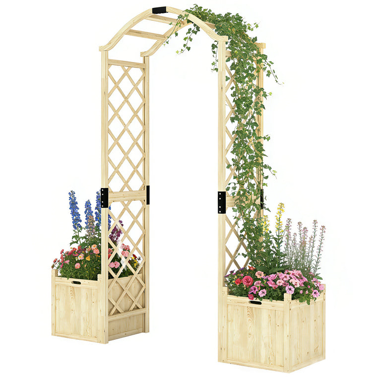 Wood Garden Arch with Planter Boxes