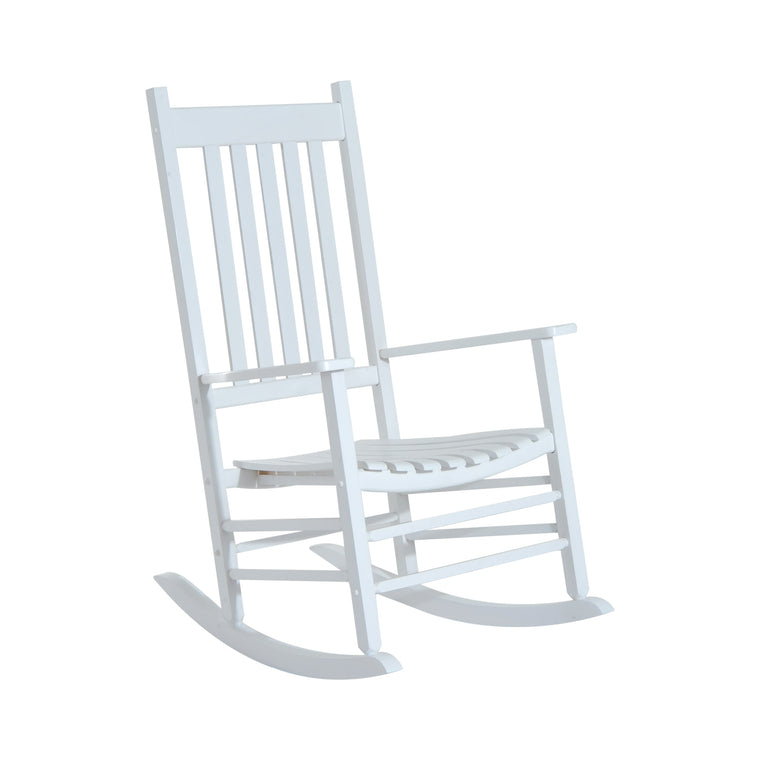 White Wooden Porch Rocking Armchair