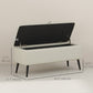 40" Ottoman with Storage, Linen Upholstered Storage Ottoman Bench with Steel Legs for Living Room, Bedroom Cream White