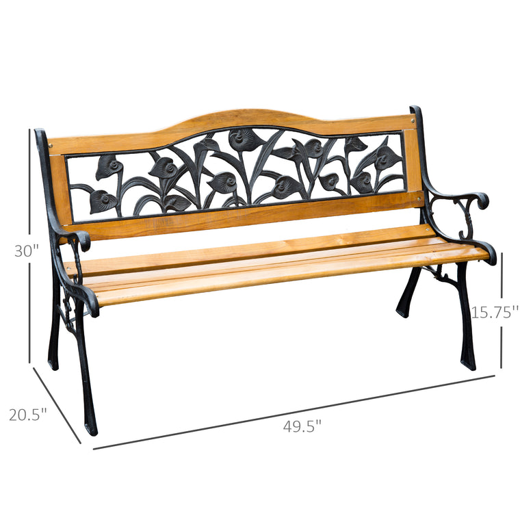 50" 2-Seater Cast Iron & Wood Garden Bench