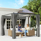 10' x 10' Retractable Pergola Canopy with Sidewalls, Metal Outdoor Gazebo Sun Shade Shelter, Dark Grey