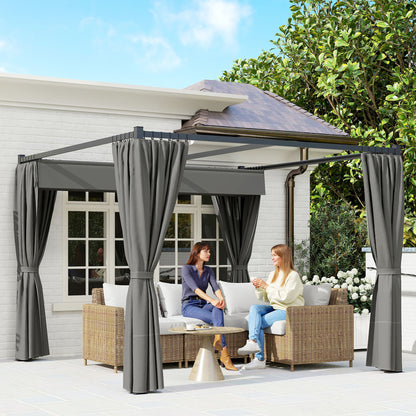 10' x 10' Dark Grey Retractable Pergola with Sidewalls