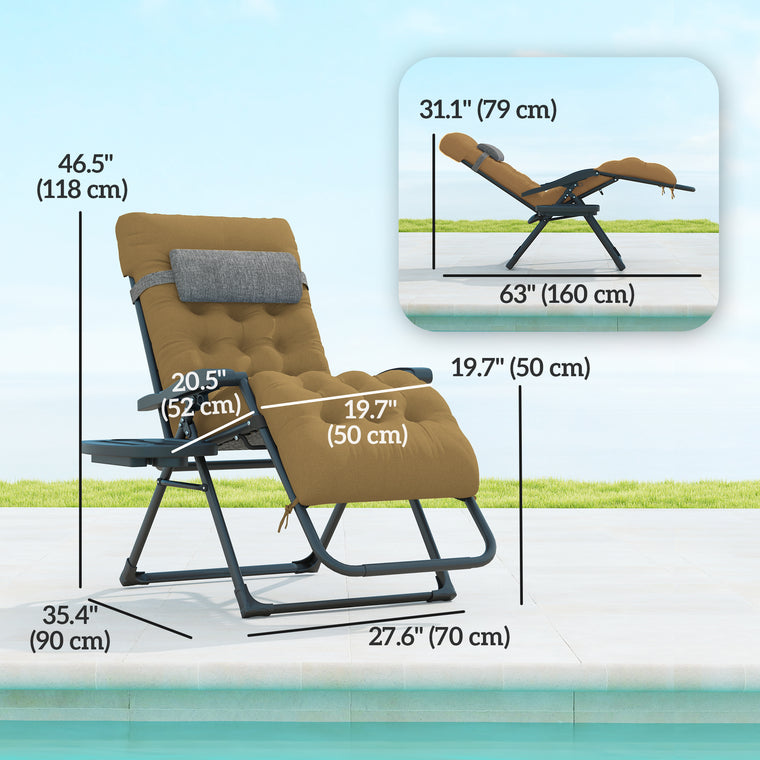 Padded Folding Recliner with Cupholder and Adjustable Back