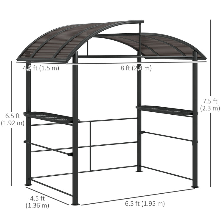 8' x 5' Dark Grey Grill Gazebo with Vented PC Roof