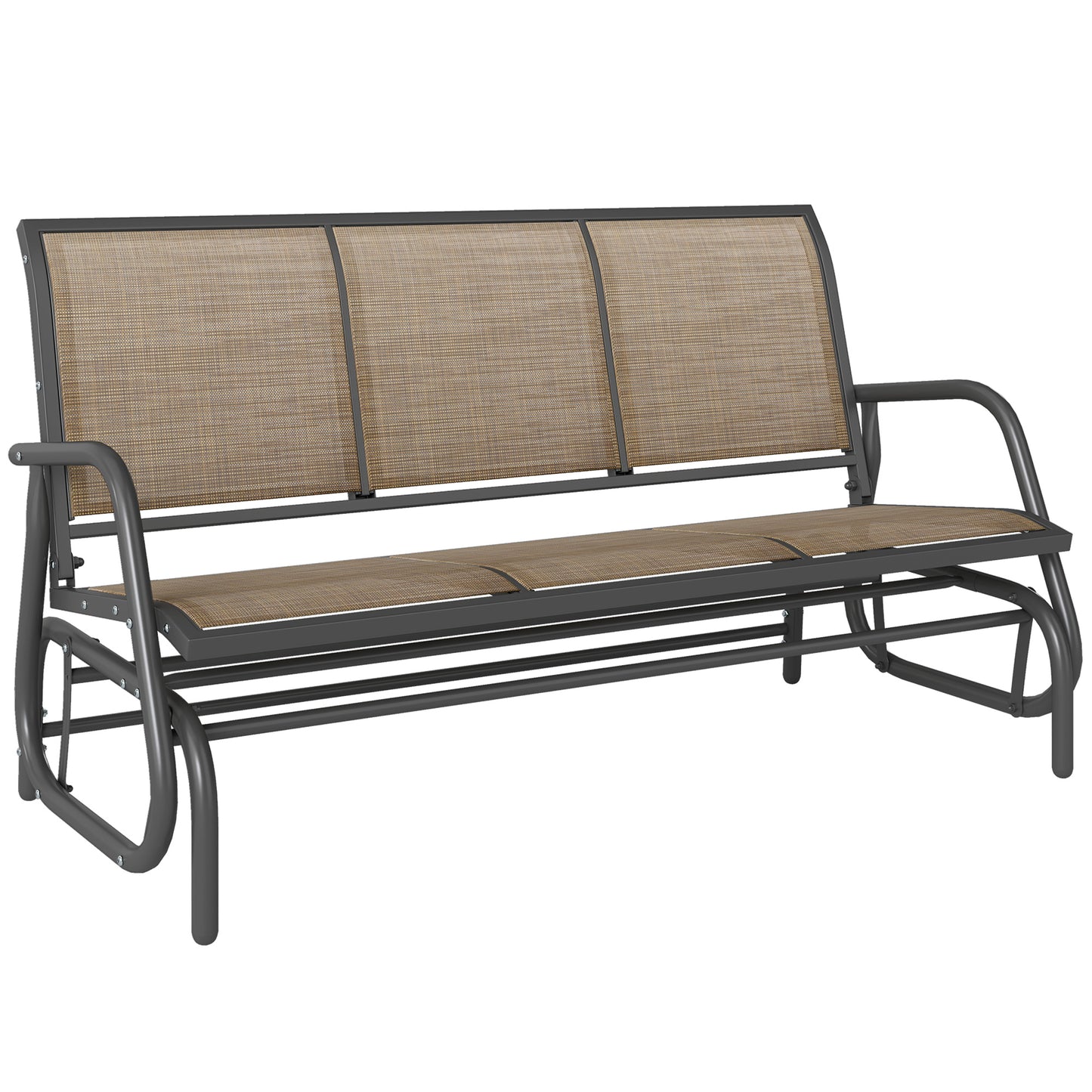 3-Seat Outdoor Glider Chair, Patio Rocking Chair, Steel Frame, Sling Fabric Seat for Garden, Backyard, Lawn, Blue