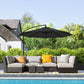 9.7ft Offset Patio Umbrella Garden Hanging Parasol Banana Cantilever Umbrella with Base, Crank, Black