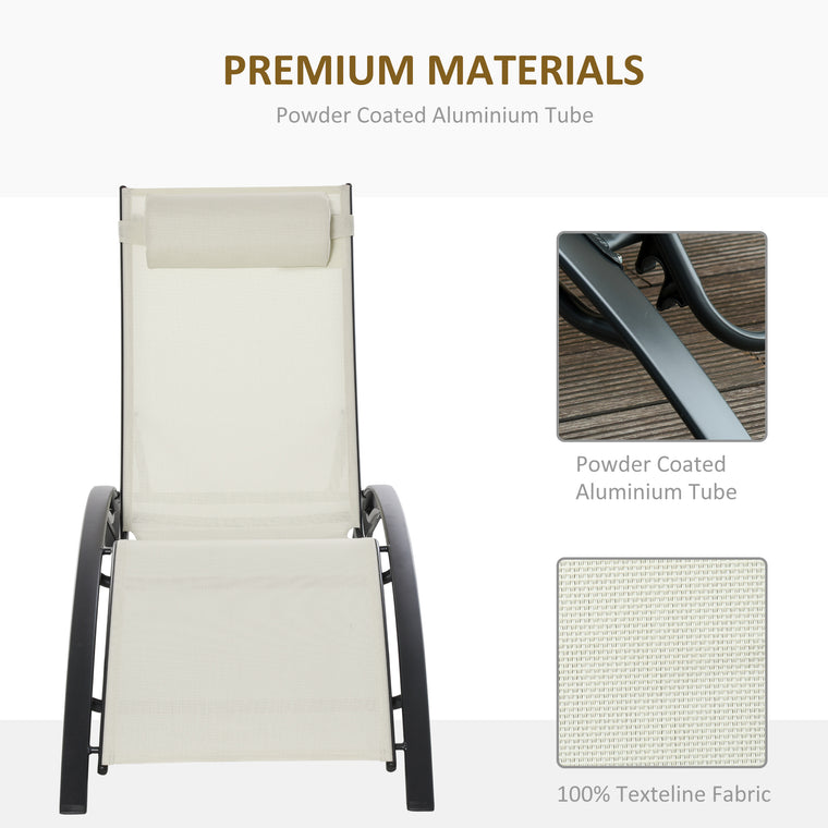 Aluminum Reclining Tanning Chair with Headrest Pillow