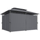 10' x 13' Double Roof Patio Gazebo, Outdoor Gazebo with Curtains, for Garden, Lawn, Backyard and Deck, Grey
