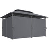 10' x 13' Double Roof Patio Gazebo, Outdoor Gazebo with Curtains, for Garden, Lawn, Backyard and Deck, Grey